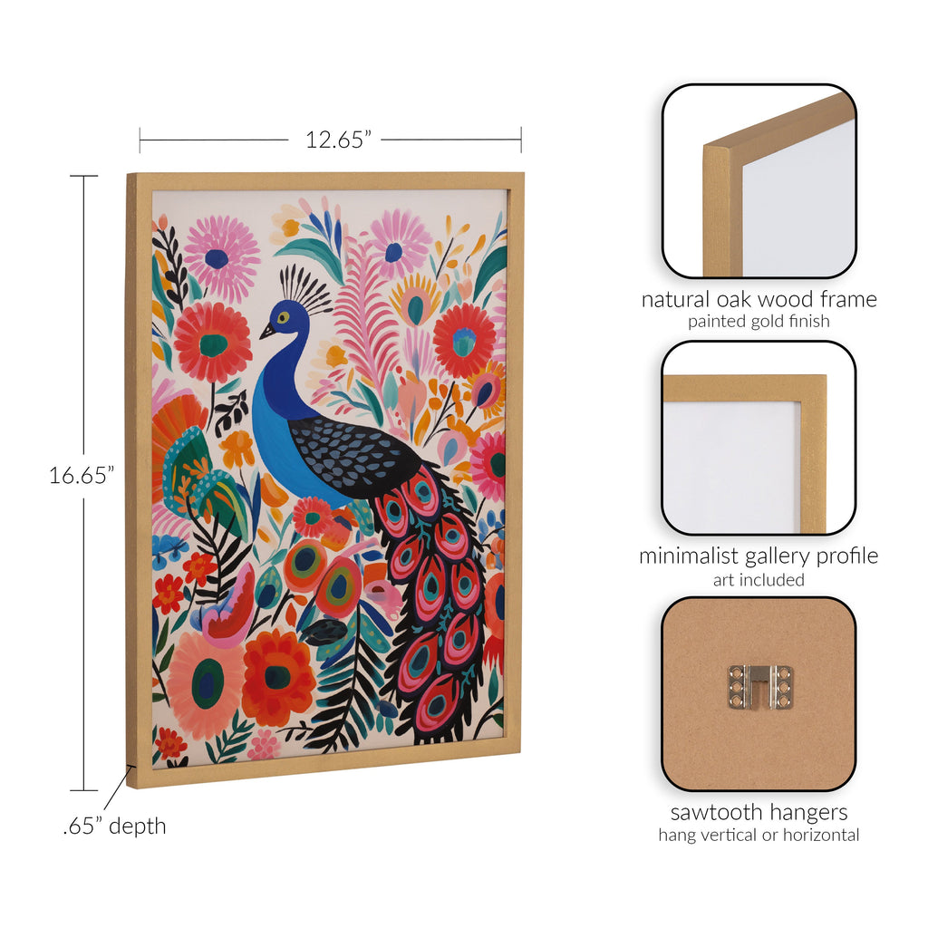 Gallery Bright Colorful Boho Peacock and Botanicals Print by The Creative Bunch Studio