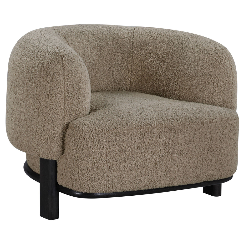 Lawler Bouclé Barrel Accent Chair — Brown & Black