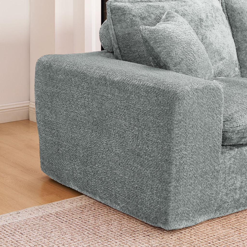 Cloud-Comfort Modular Sectional Sofa with Moveable Ottoman