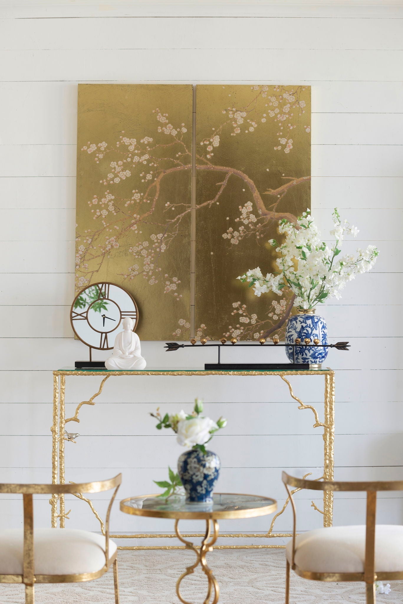 Gold Cherry Blossom Wall Panels — Set of 2