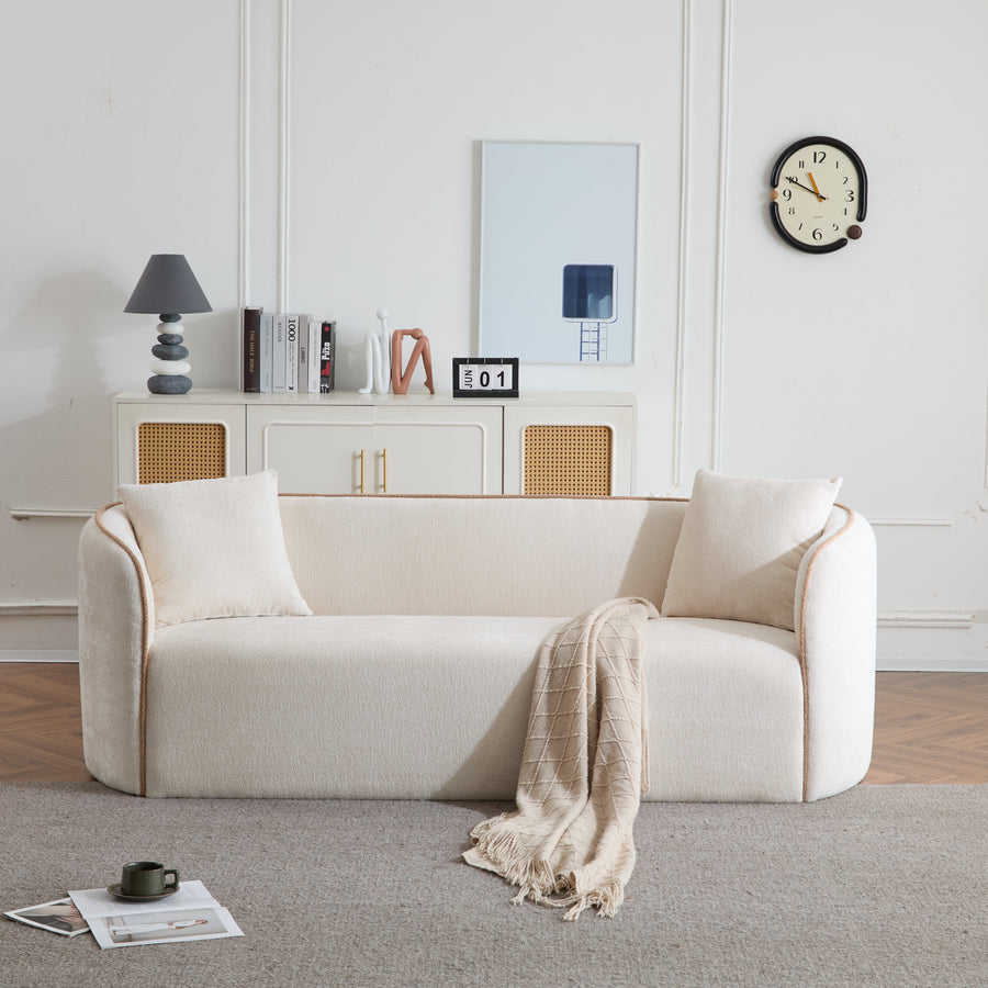 Coral Curved Bouclé Sofa — Ivory