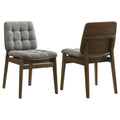 Redbridge Velvet Upholstered Side Chair Grey and Walnut (Set of 2)