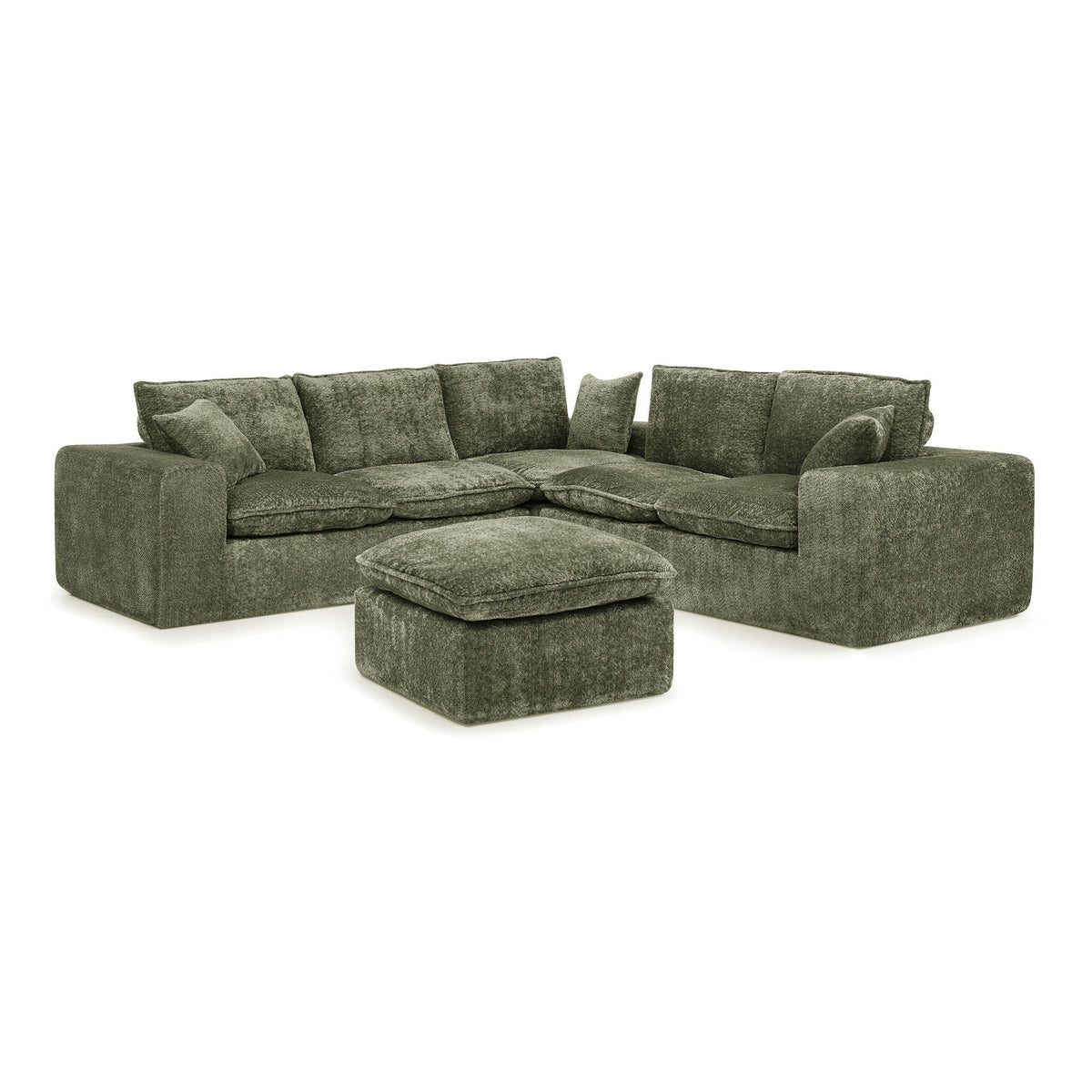 Cloud-Comfort Modular Sectional Sofa with Moveable Ottoman
