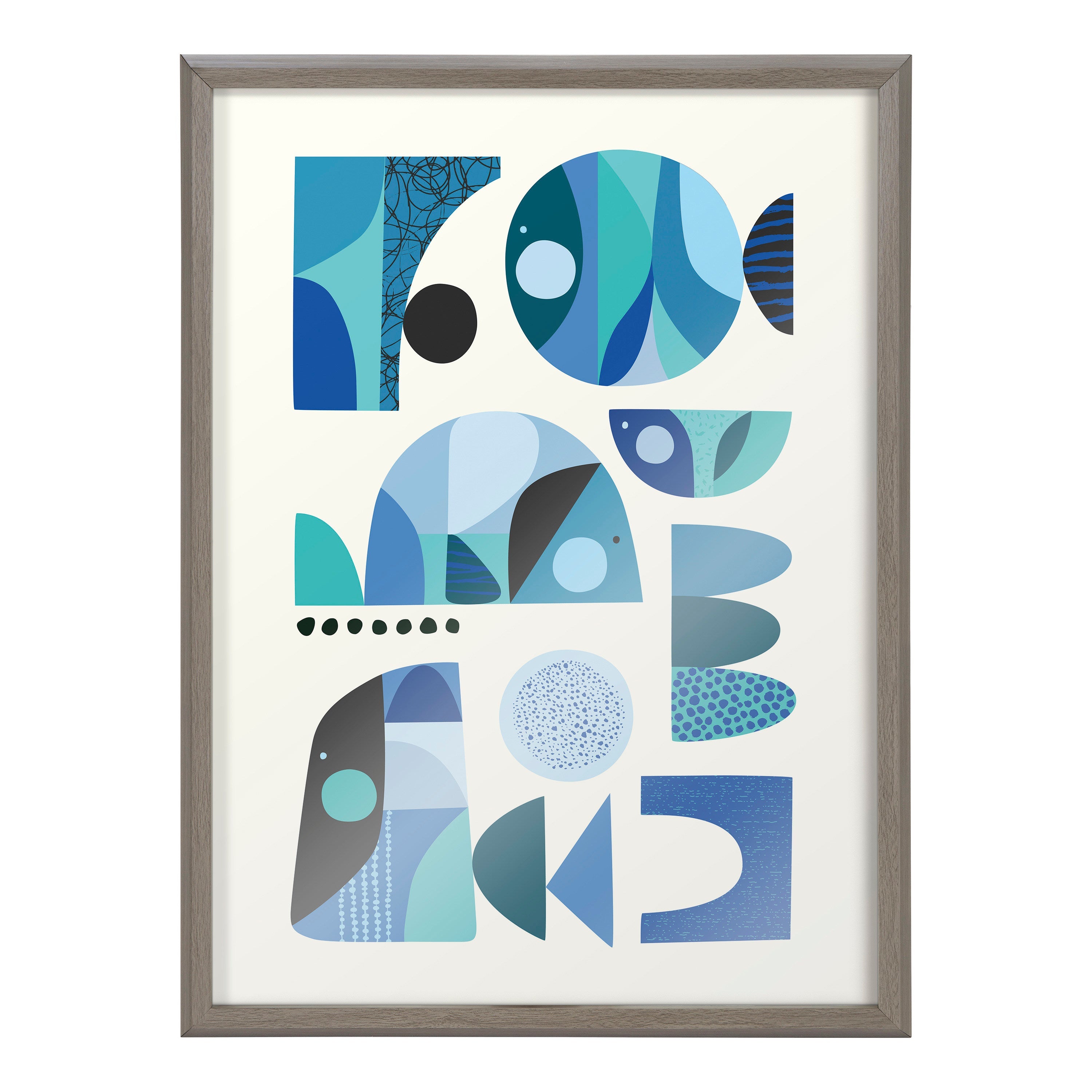 Blue Mid-Century Fish Framed Art