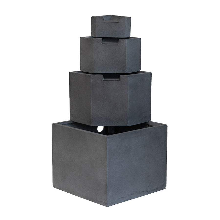 Four-Tier Cement Outdoor Water Fountain — Gray
