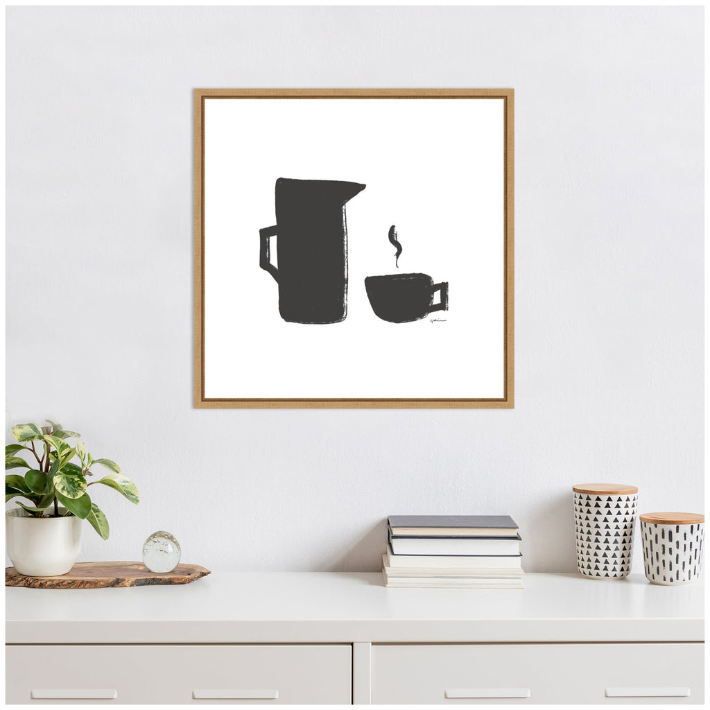 Coffee by Gabrielly Guedes Framed Canvas Wall Art Print