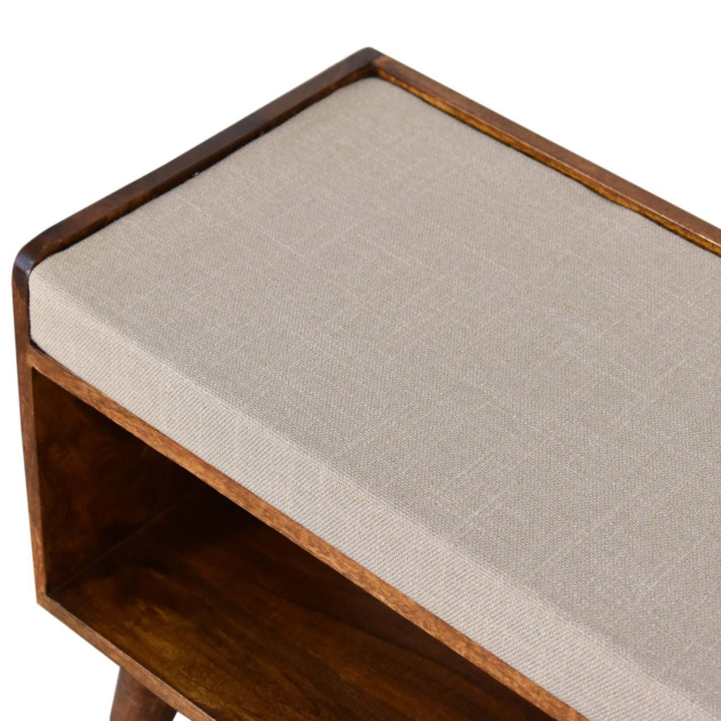 Mango Wood Upholstered Bench