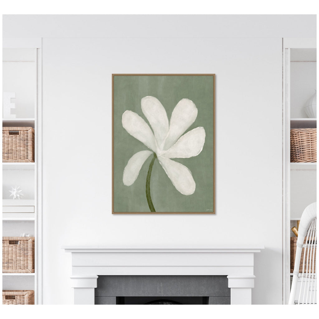 White Floral by Gabrielly Guedes Framed Canvas Wall Art Print