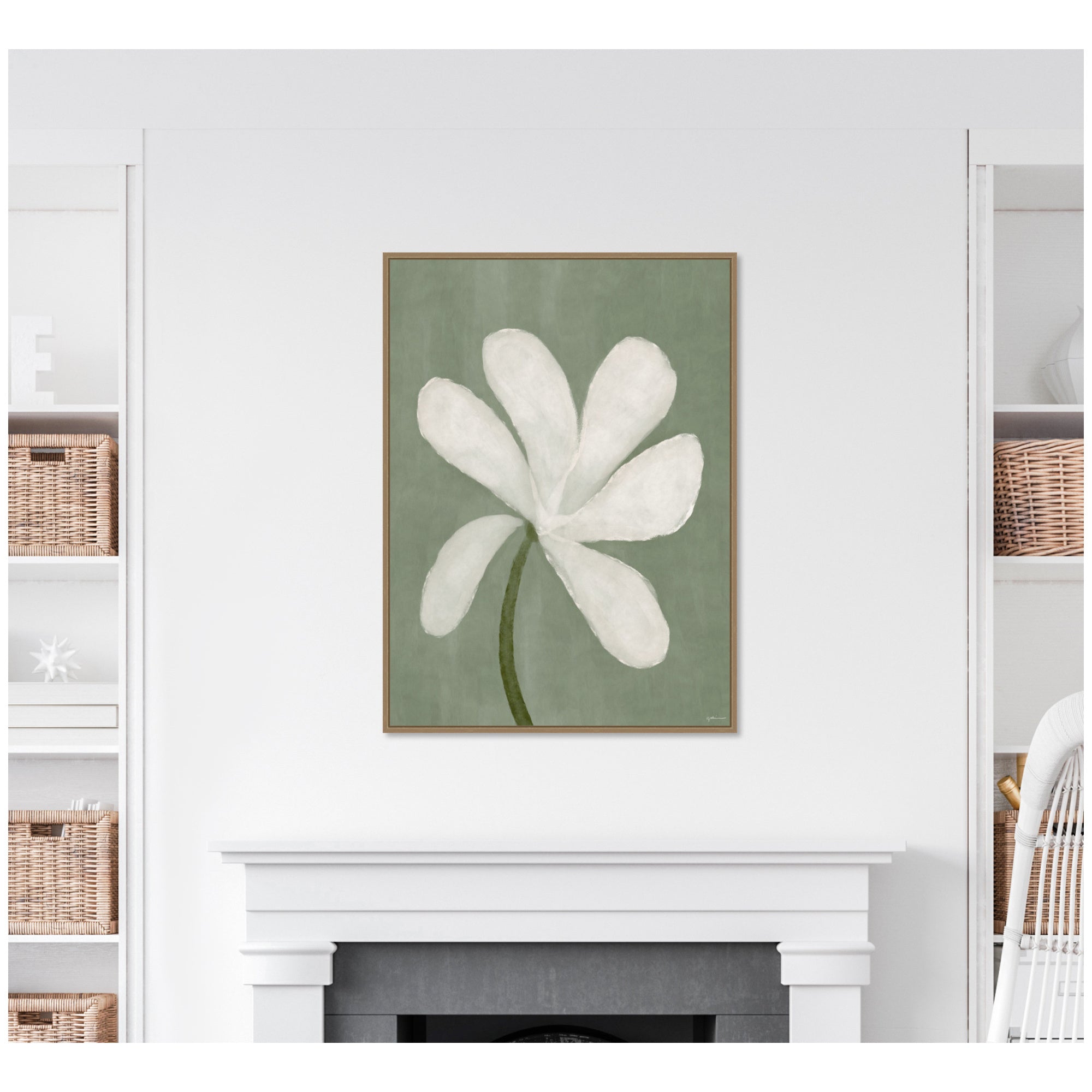 White Floral by Gabrielly Guedes Framed Canvas Wall Art Print