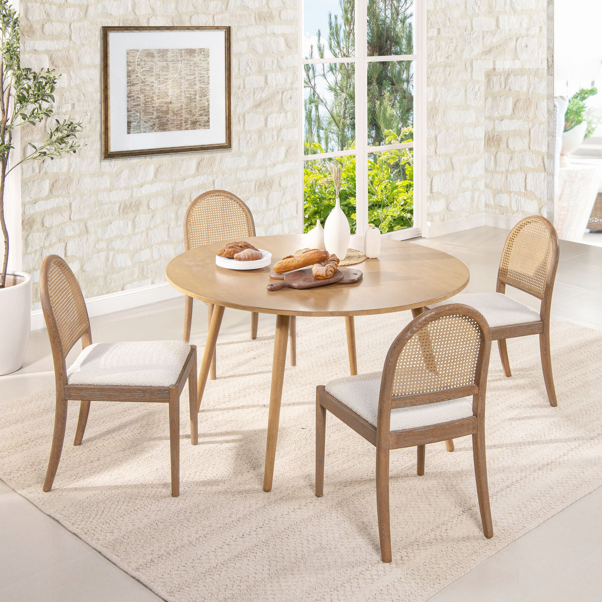 Panama Curved Cane Dining Chairs — Set of 2