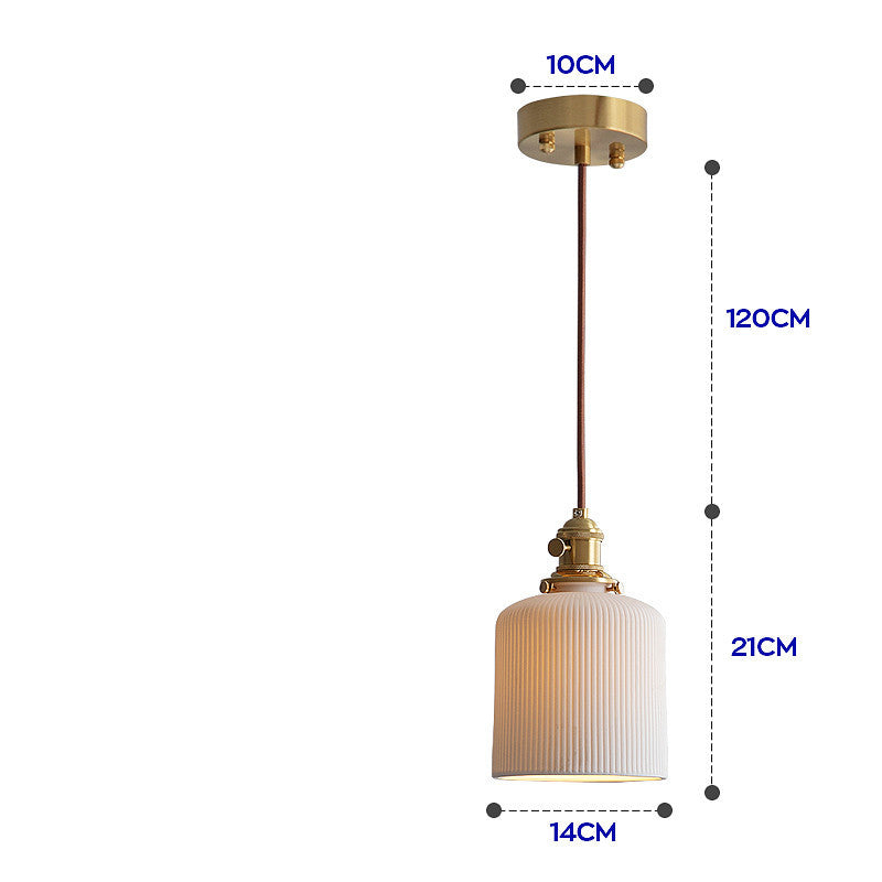 White Ceramic & Brass Pendant Light