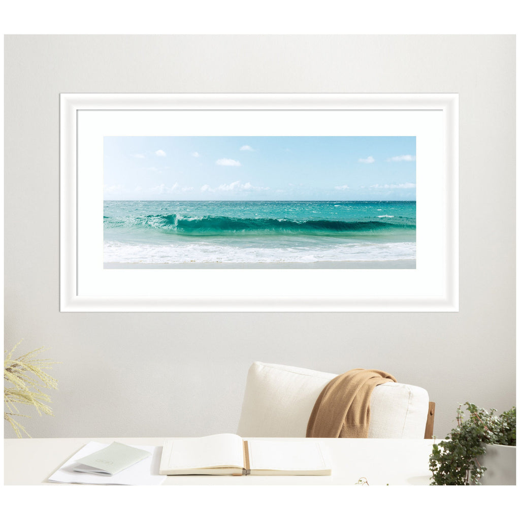 Framed Art Beach Ocean Day over Blue Clear Waters by Alicia Abla
