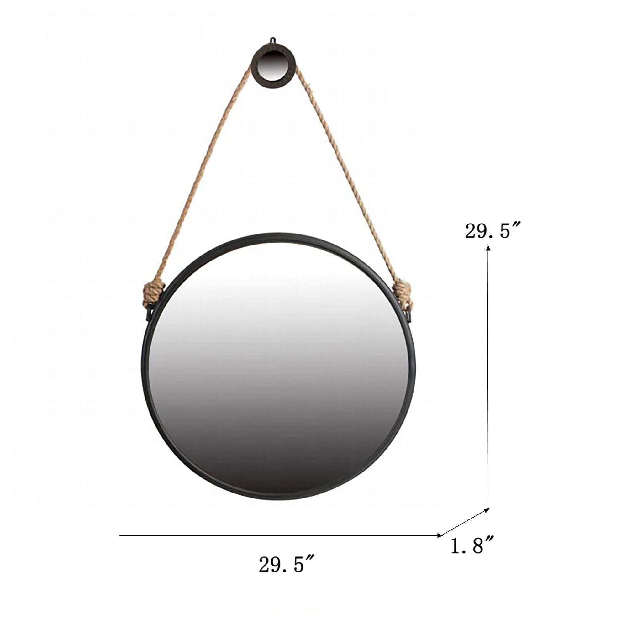 Handsome Cleveland Mirror With Rope Strap Contemporary Design Circle Mirror With Round Metal Frame For Wall Decor