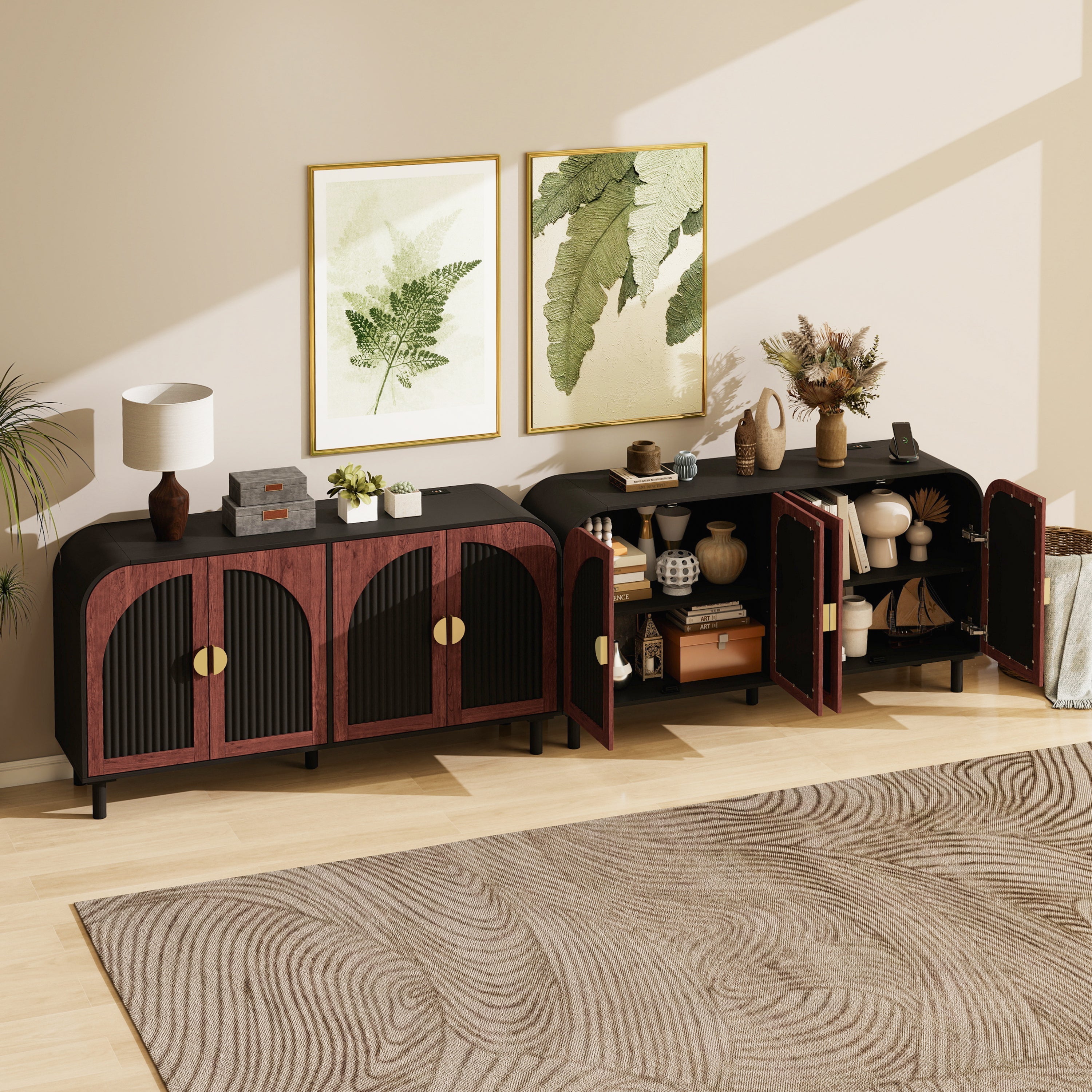 Vintage Arched Sideboard Cabinet with Mid-Century Vintage Style
