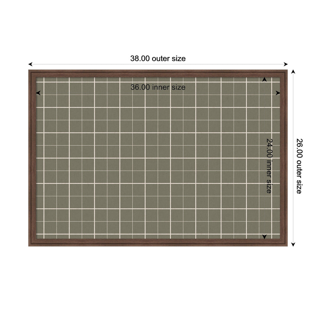 Framed Fabric Pinboard Sage Green Plaid Wall Organization
