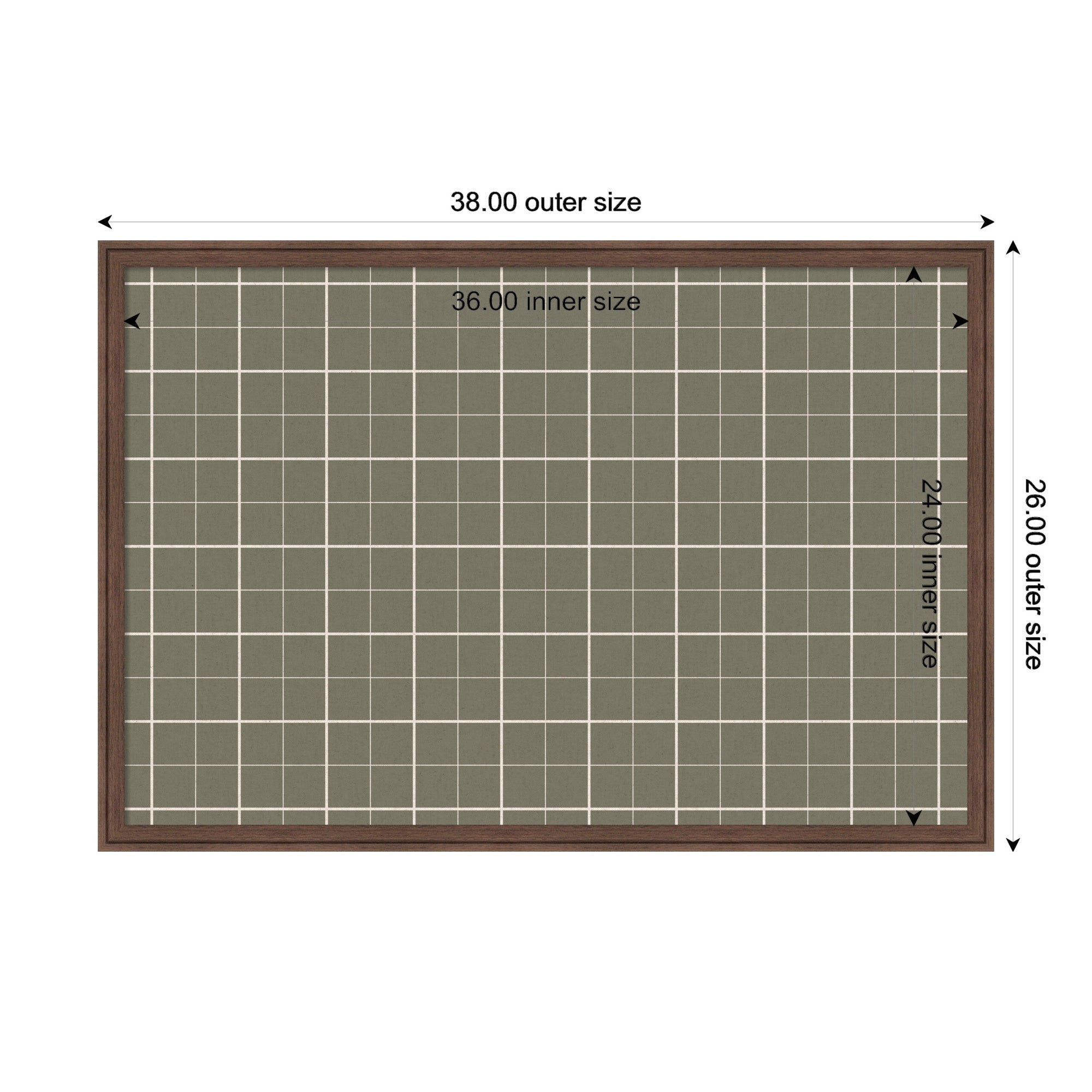Framed Fabric Pinboard Sage Green Plaid Wall Organization