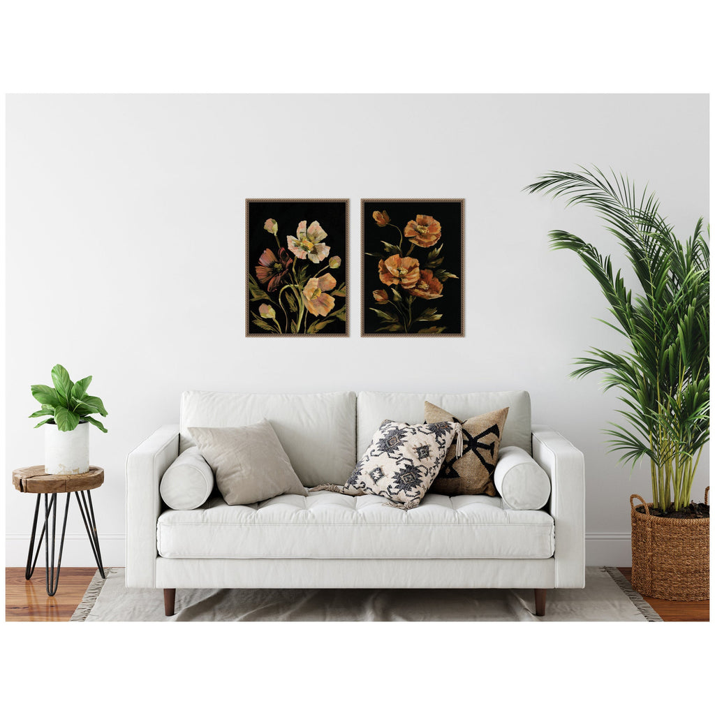 Sylvie Beaded Moody Floral 5 and 6 Framed Canvas Art Set by Annie Quigley