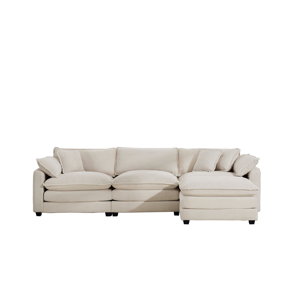 Modern Oversized Modular Cushion Sofa With Ottoman, Low Back, Deep Seating Sofa Set