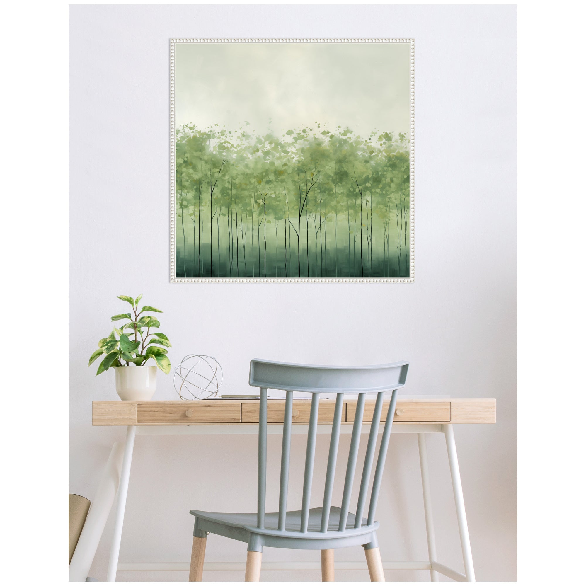 Abstract Green Trees by The Creative Bunch Studio Framed Canvas Wall Art Print