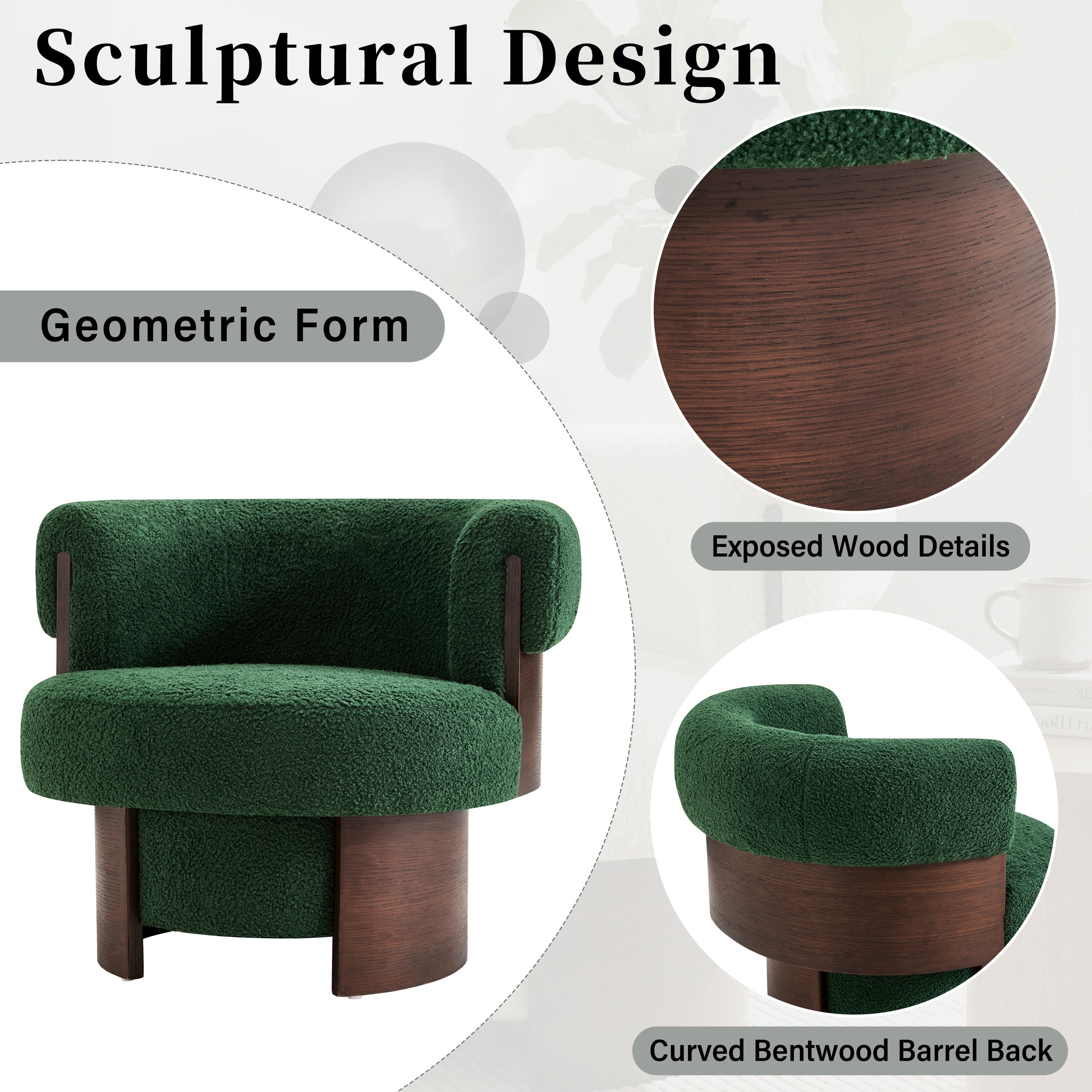 Curved Sculptural Swivel Barrel Chair