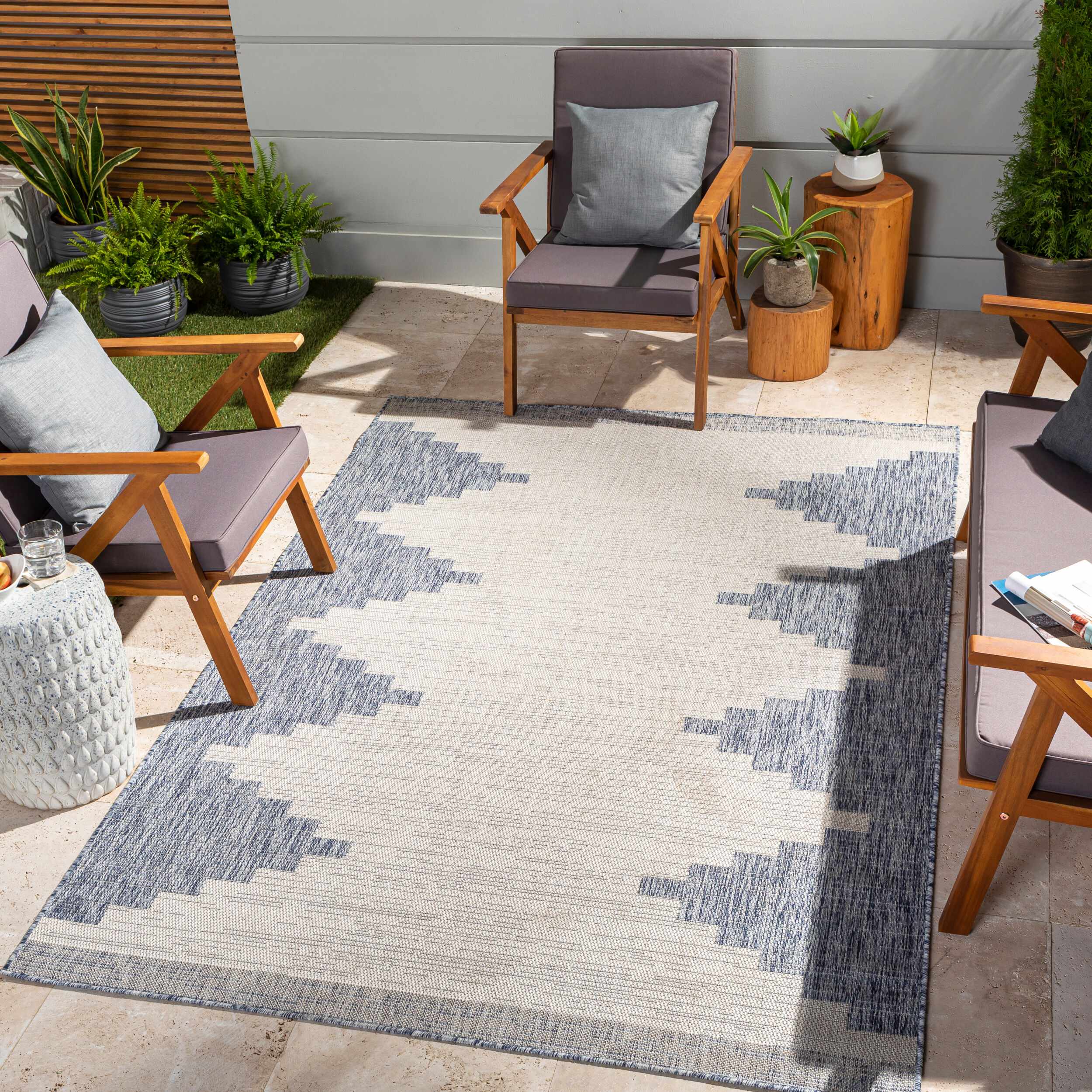 Djugun Blue Outdoor Rug - Clearance