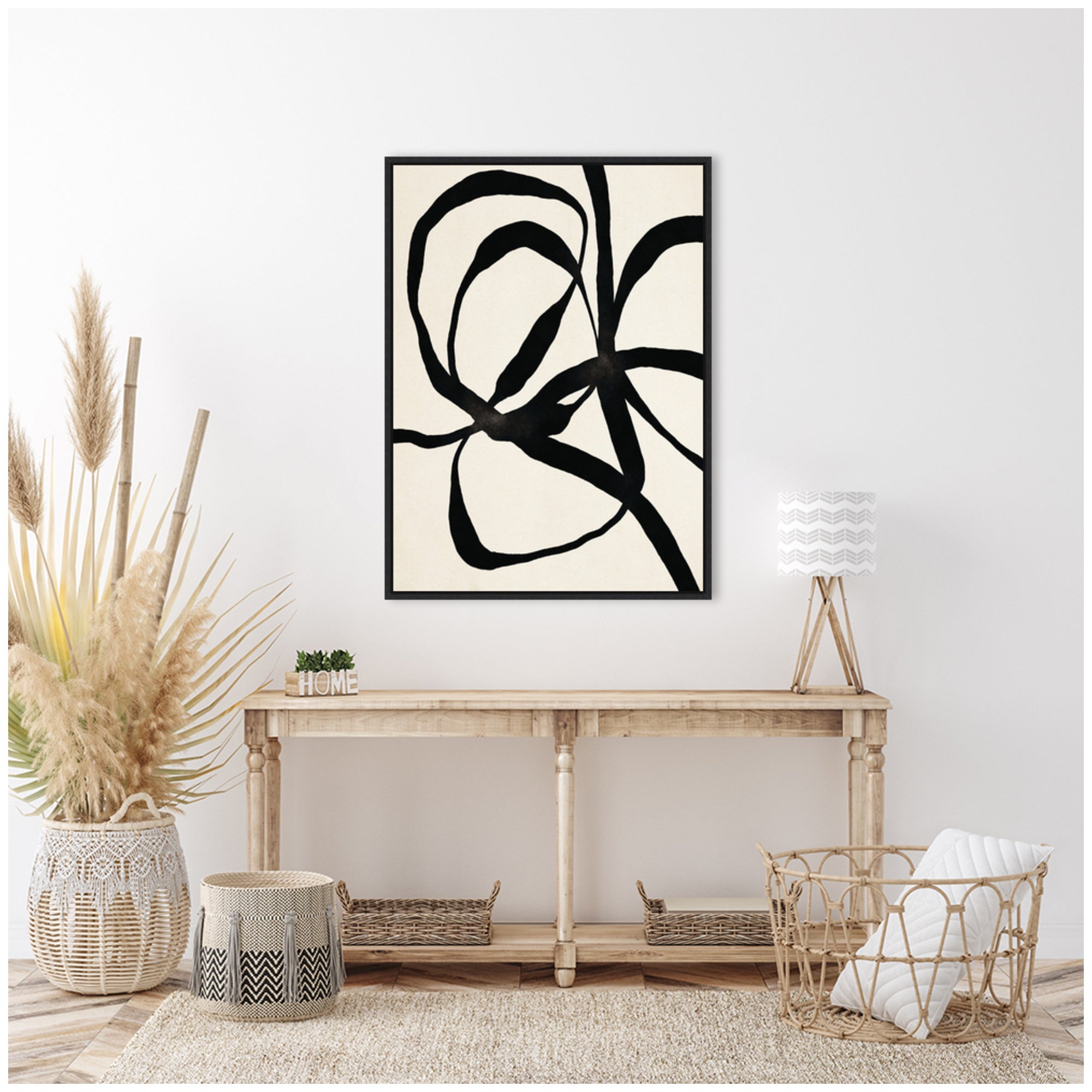 Sylvie Black Twist 1 Framed Canvas by Alicia Bock
