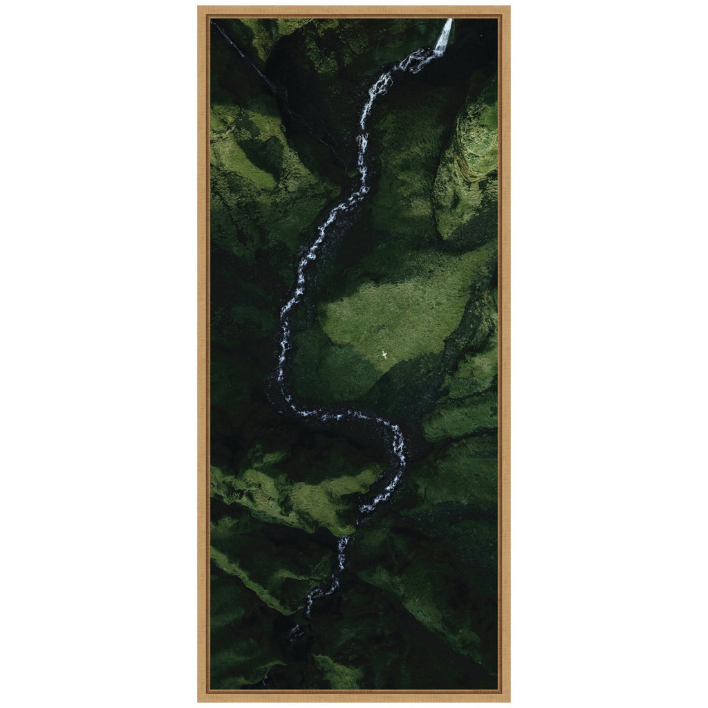 Sylvie Aerial View of a Winding River in a Green Valley in Iceland Framed Canvas by Michael Schauer