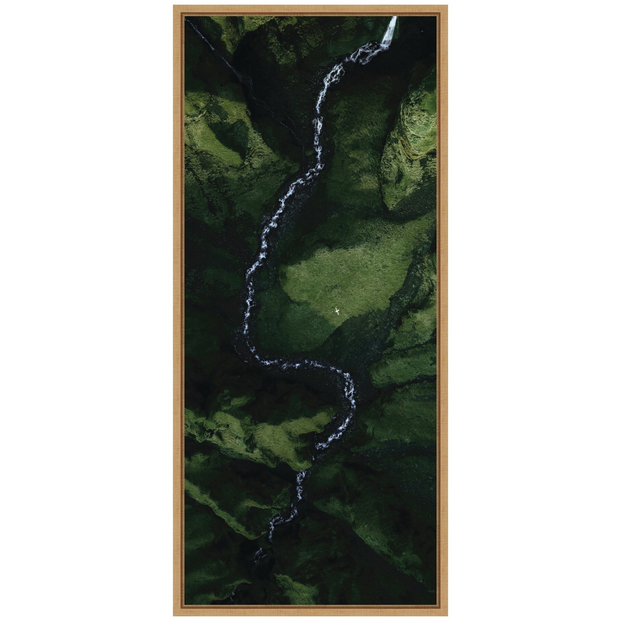 Sylvie Aerial View of a Winding River in a Green Valley in Iceland Framed Canvas by Michael Schauer