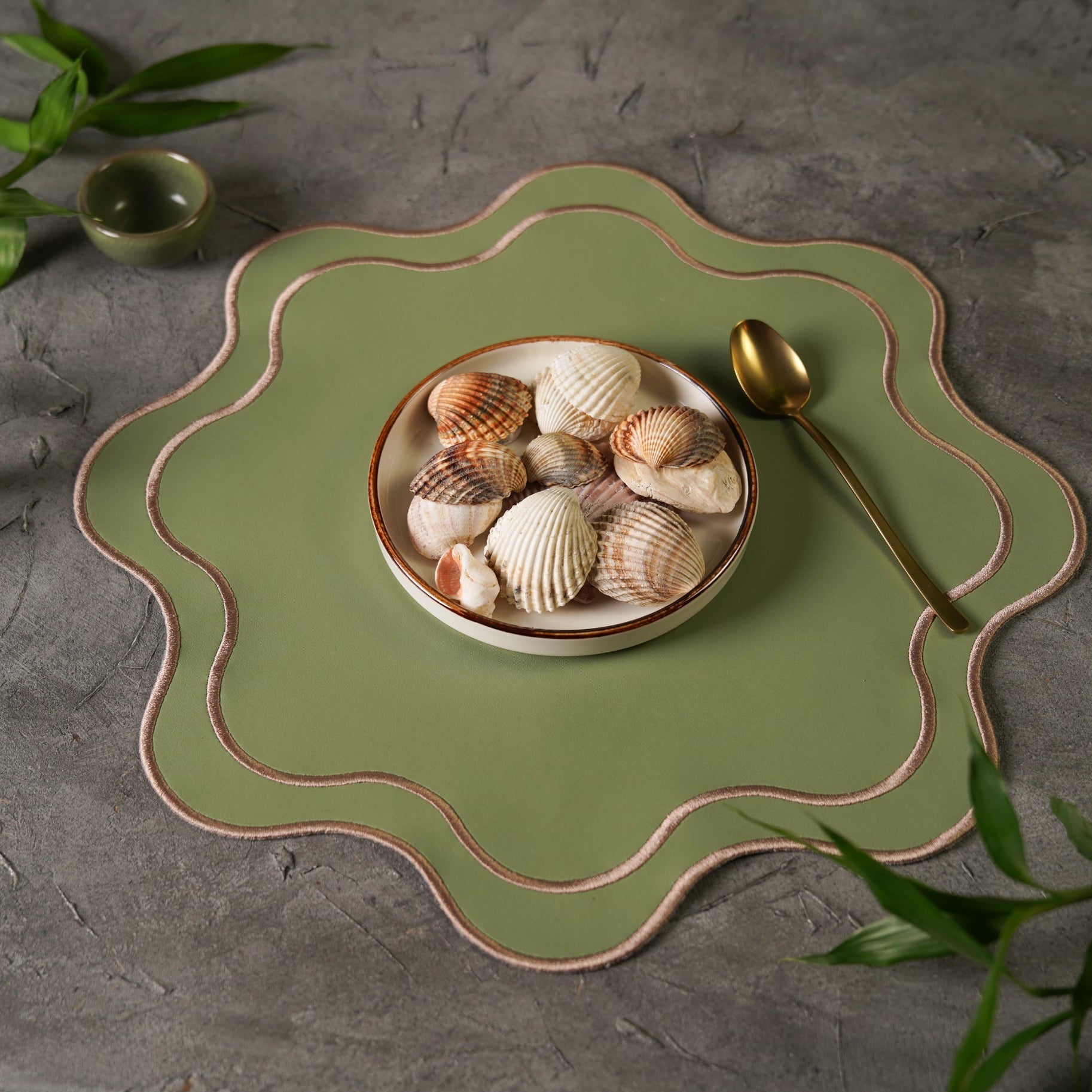 HAVEN LIGHT GREEN FAUX LEATHER PLACEMAT (Set Of 4)