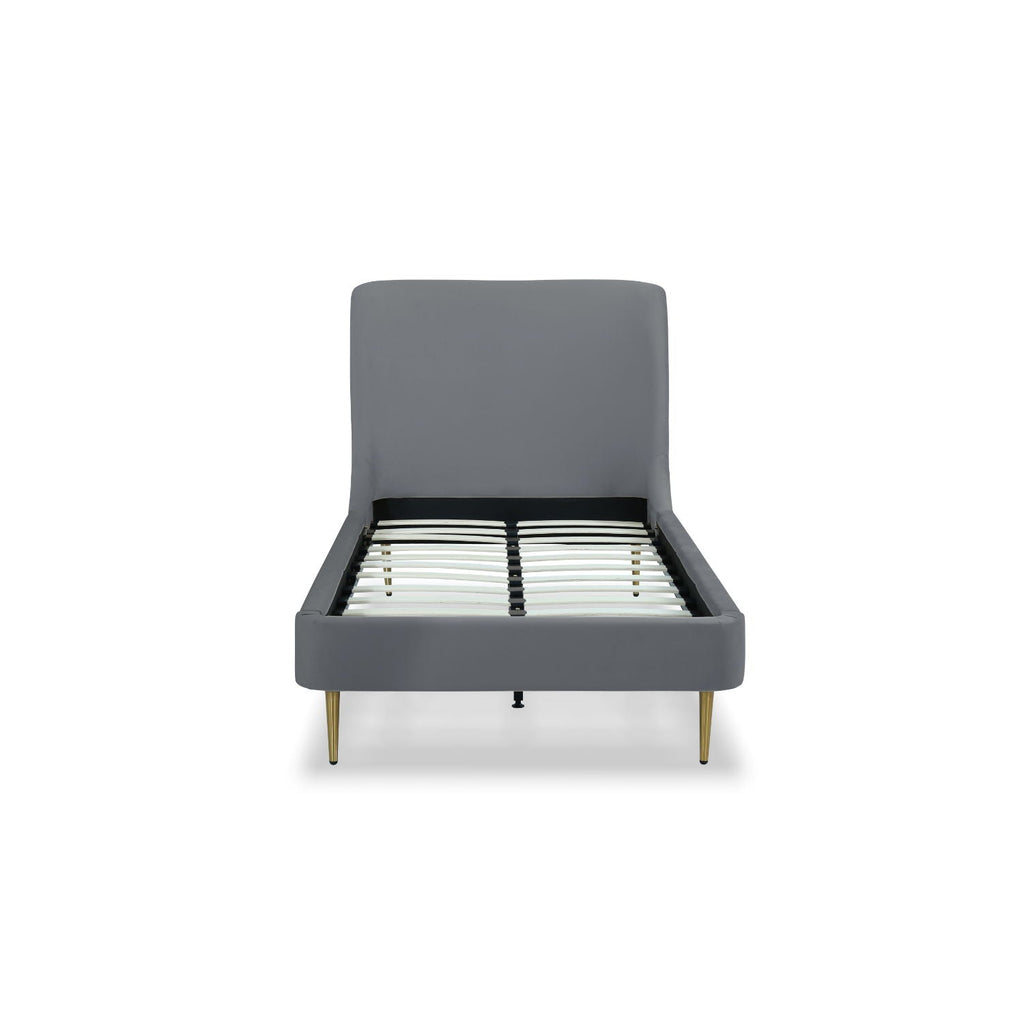 Mid-Century Modern Upholstered Bed With Curved Headboard