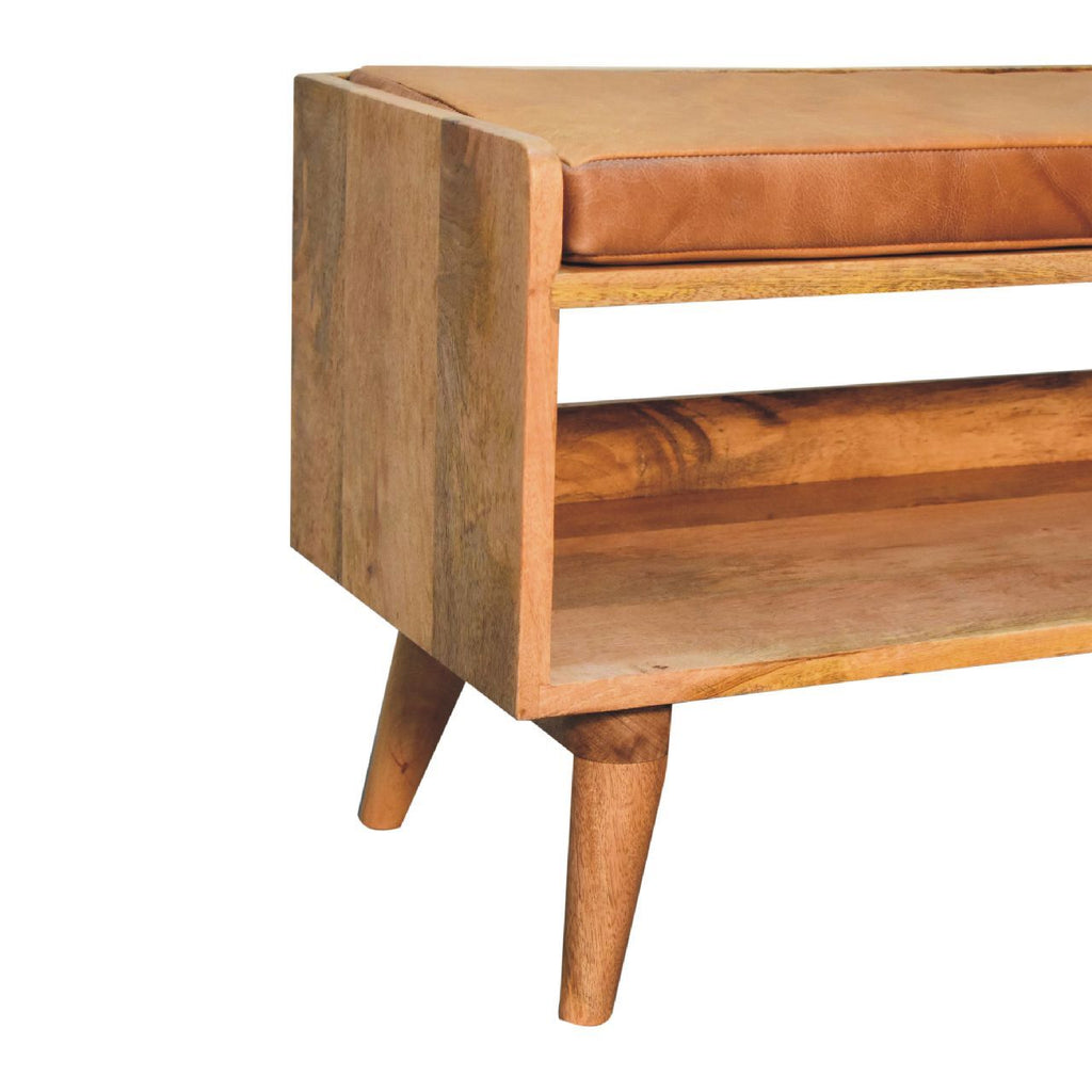 Mango Wood Upholstered Bench
