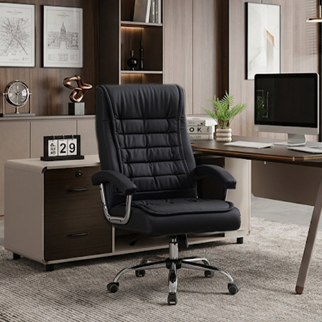 High-Back Executive Office Chair — Black or Camel