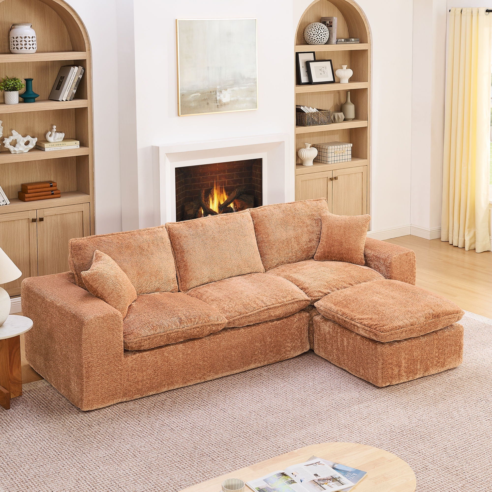 Cloud-Comfort Modular Sectional Sofa with Moveable Ottoman