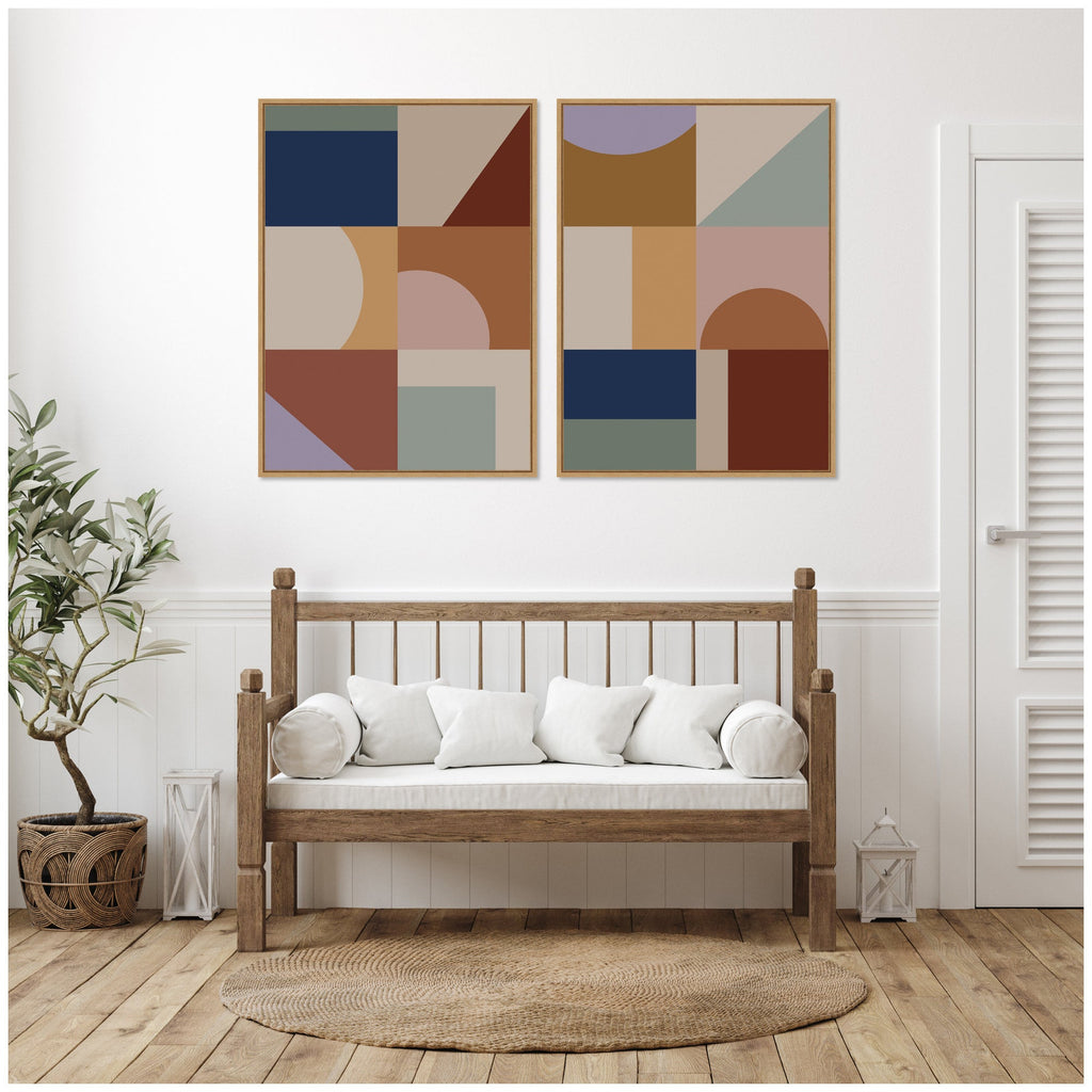 Modern Bohemian Pattern 2 Piece Framed Canvas Wall Art Set by The Creative Bunch Studio