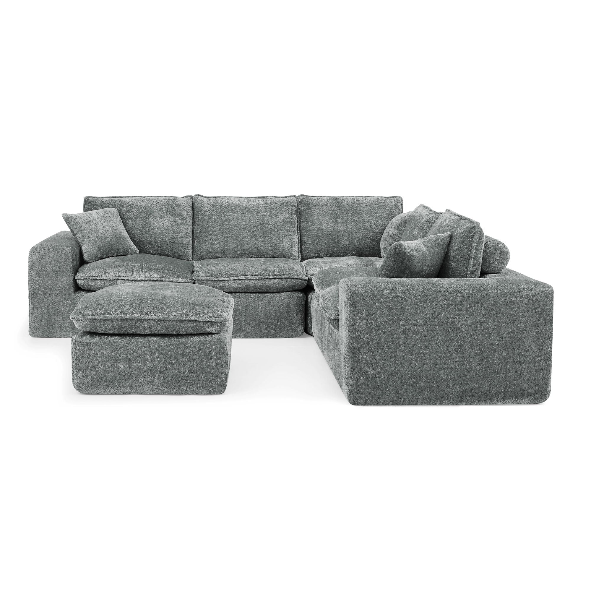 Cloud-Comfort Modular Sectional Sofa with Moveable Ottoman