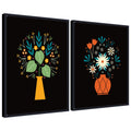 Sylvie Beaded Floral Yellow and Red Vases Framed Canvas Art Set by Amber Leaders