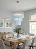 Elegant Blue Murano Glass Tube Chandelier