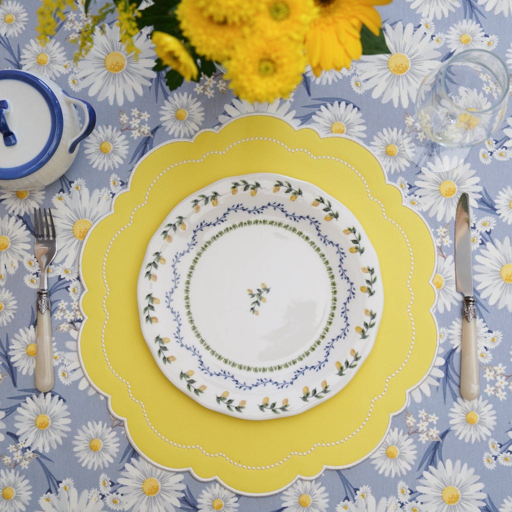 HALO YELLOW ROUND FAUX LEATHER PLACEMAT (Set Of 4)