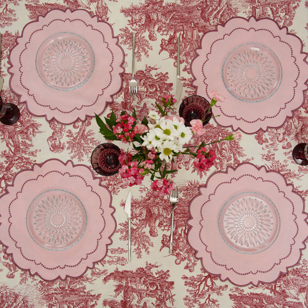 HARMONY LIGHT PINK ROUND FABRIC PLACEMAT (Set Of 4)