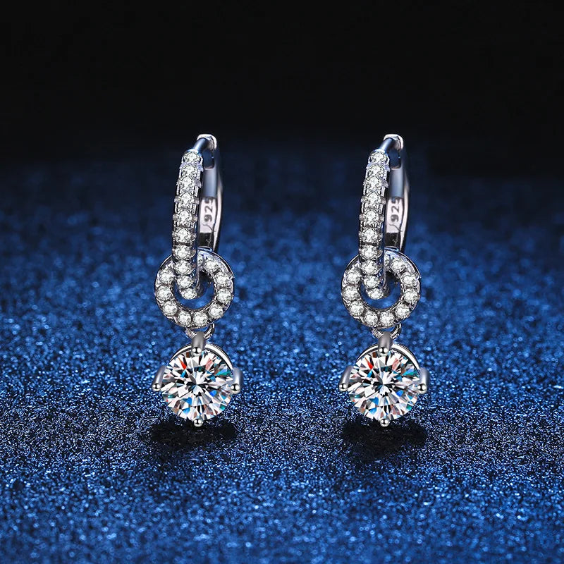 Moissanite 925 Sterling Silver Diamond Drop Earrings For Women Wedding Party