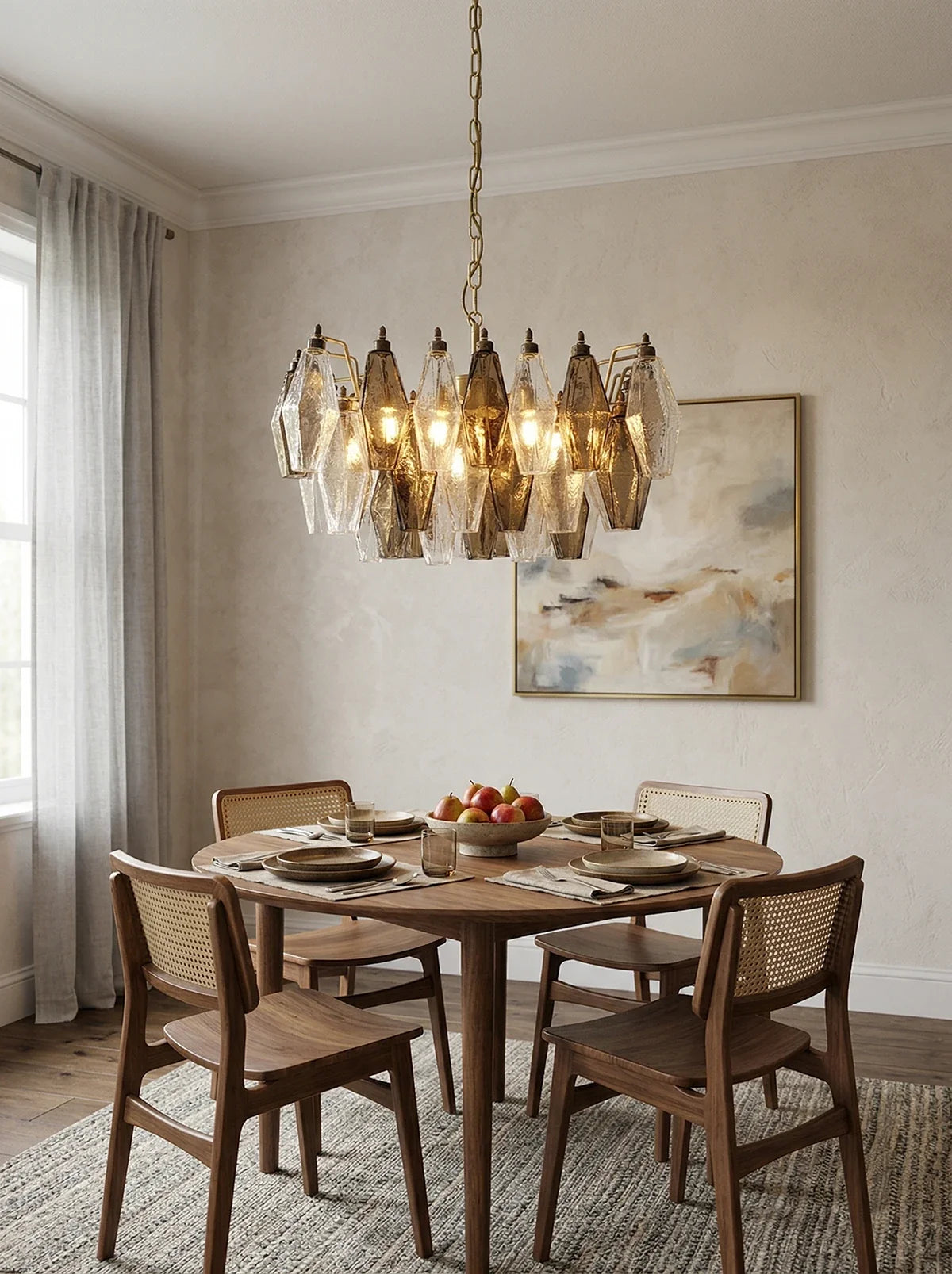 Poliedri Smoked Murano Glass Chandelier