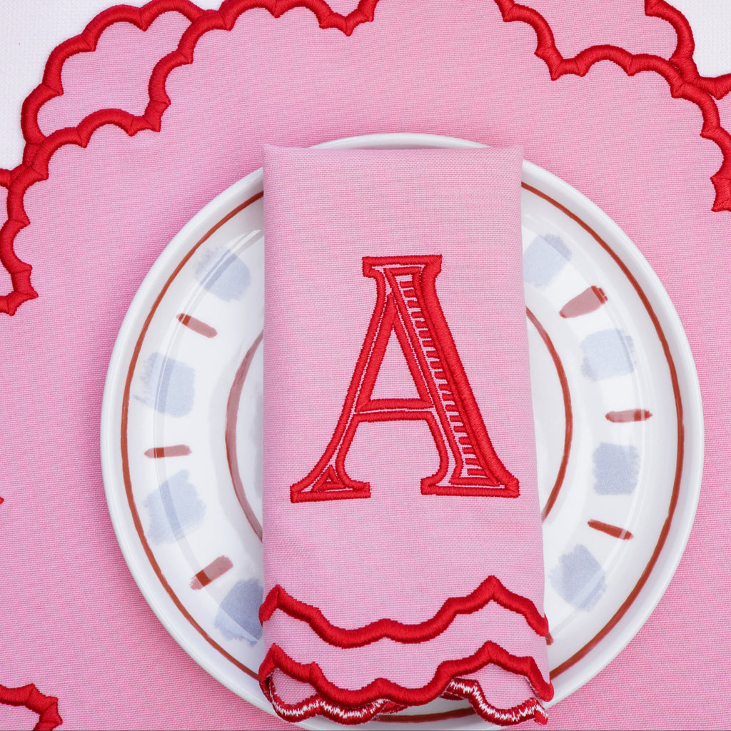 CRESSIDA PINK ROUND FABRIC PLACEMAT & NAPKIN SET (Set Of 4)