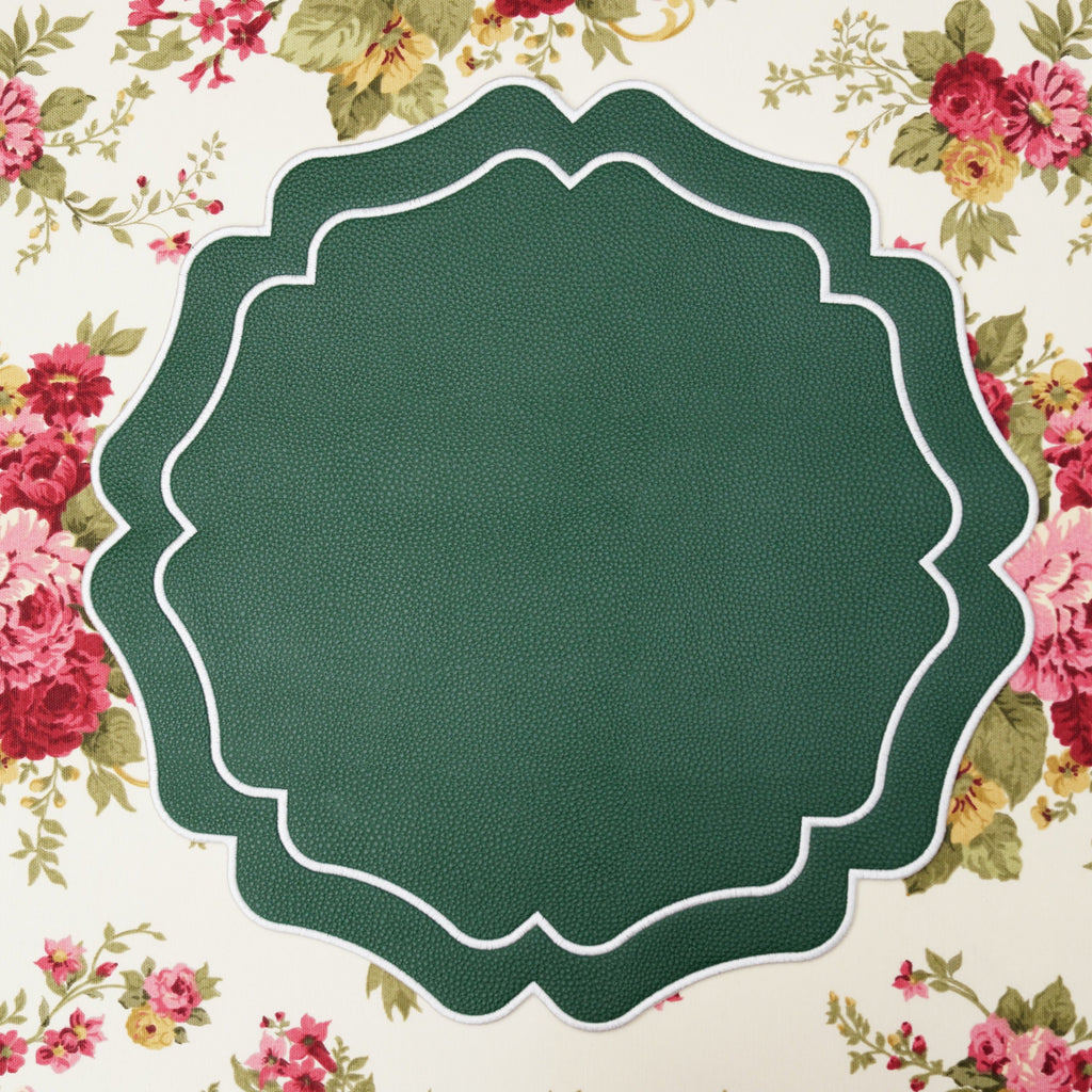 VISTA GREEN WAVY FAUX LEATHER PLACEMAT (Set Of 4)