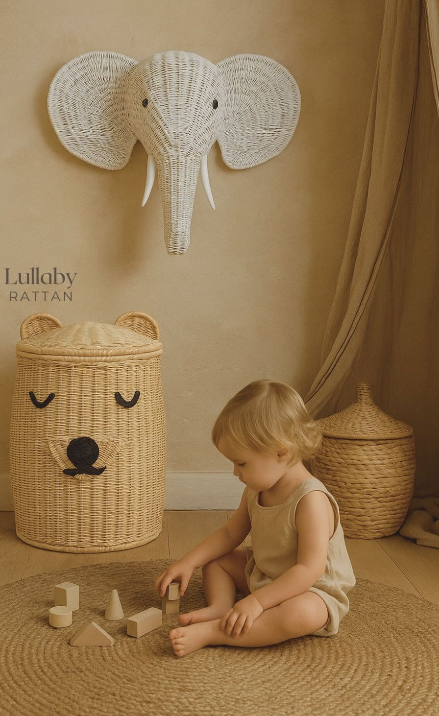 Natural Rattan Bear Hamper