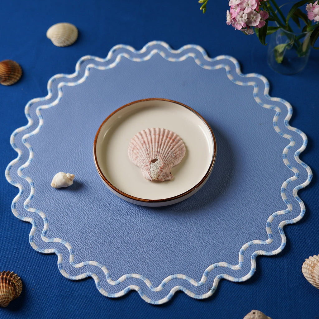 ELYSIAN LIGHT BLUE FAUX LEATHER PLACEMAT (Set Of 4)