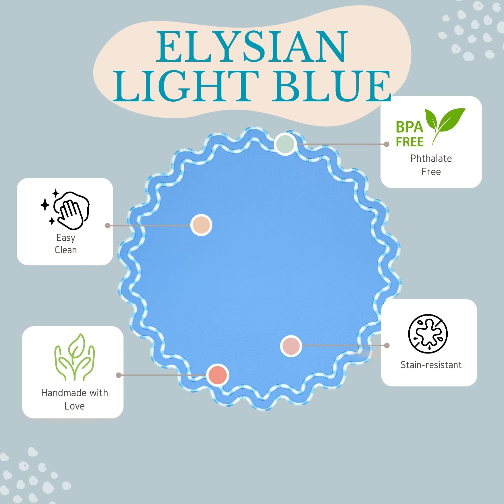 ELYSIAN LIGHT BLUE FAUX LEATHER PLACEMAT (Set Of 4)