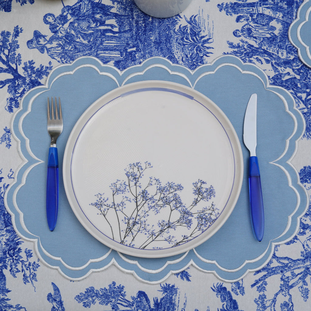 AQUELLE BABY BLUE RECTANGLE FABRIC PLACEMAT (Set Of 4)