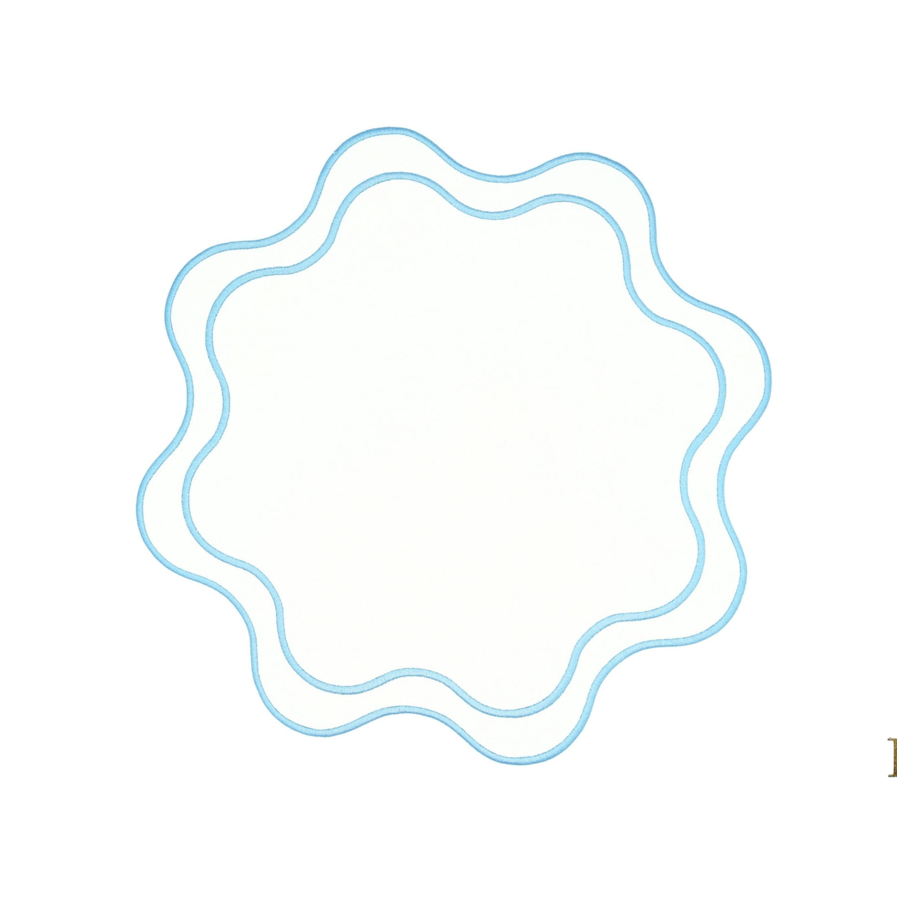 HAVEN WHITE WAVY EDGE BLUE TRIM FAUX LEATHER PLACEMAT (Set Of 4)