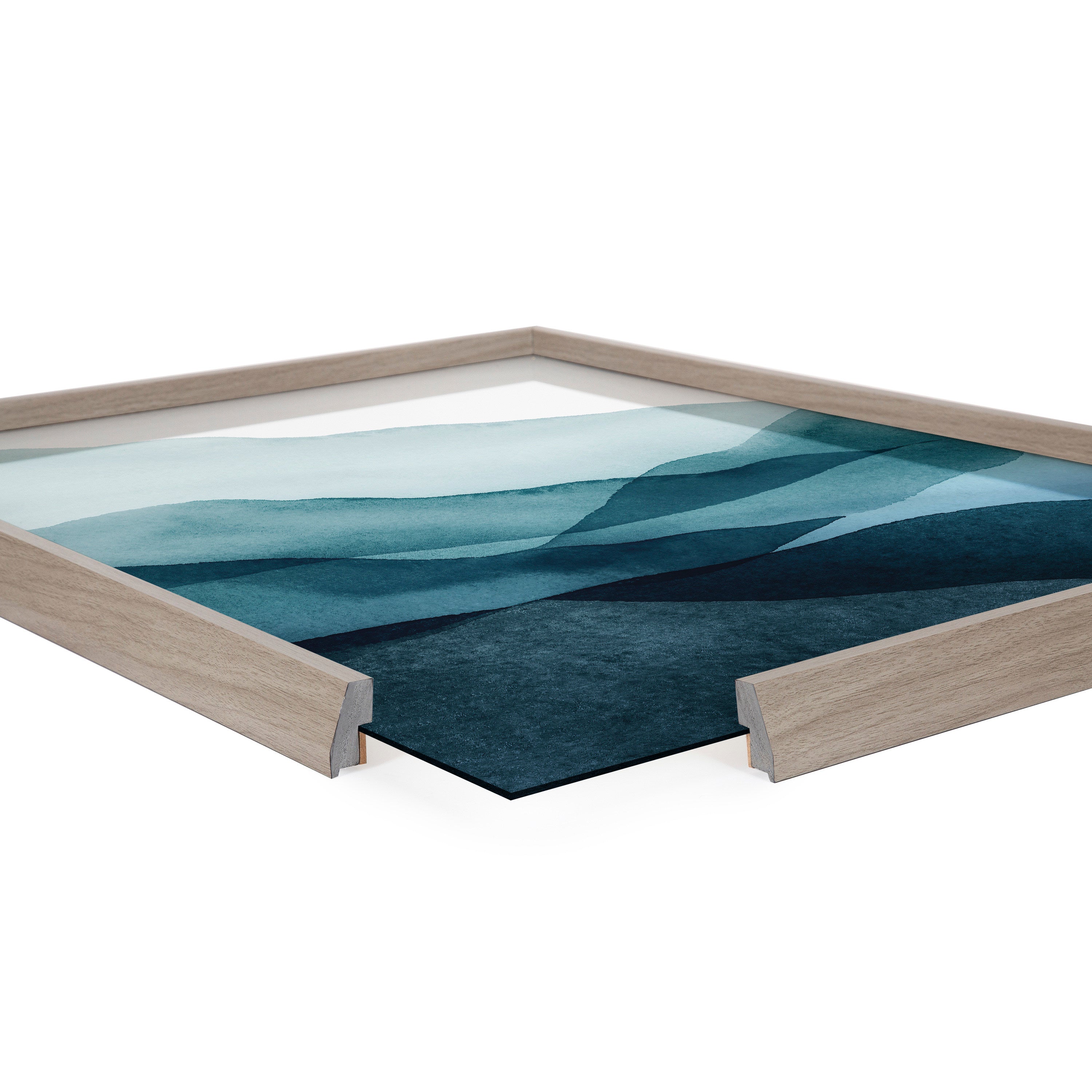 Blake Blue Mountain Range Framed Printed Glass by Amy Lighthall
