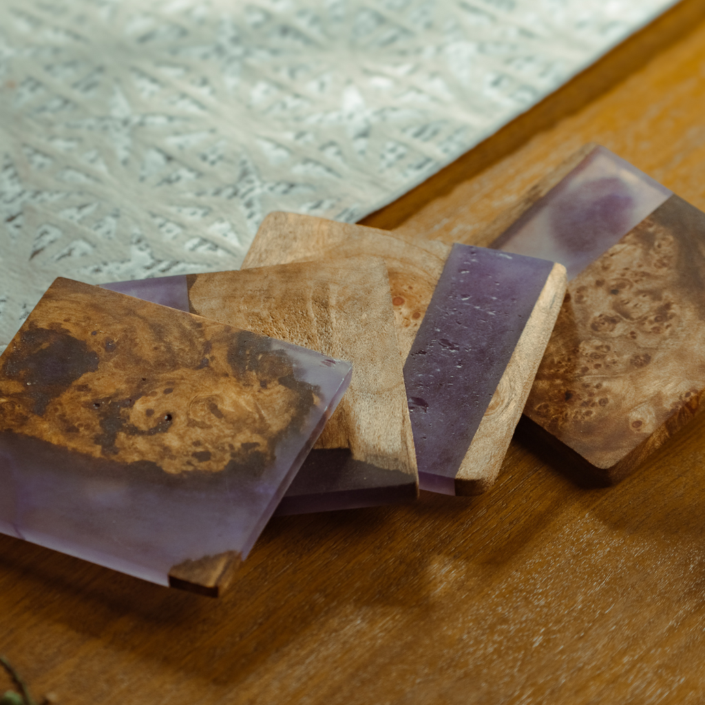 Handcrafted Coasters — Wood, Slate, Epoxy & Marble & Wood